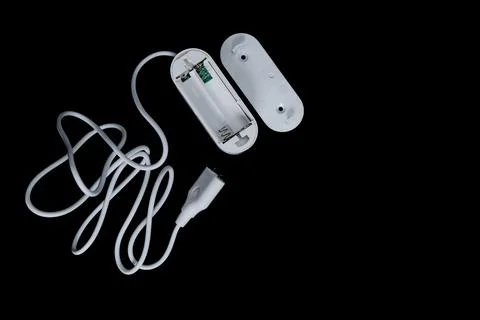 Electronic flood sensor, battery-powered moisture sensor, smart home, flood.. Stock Photos