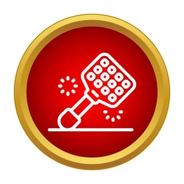 Electronic fly swatter icon for insect pest control Stock Illustration