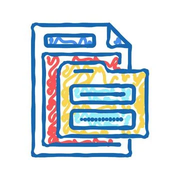 Electronic folder password icon doodle illustration Stock Illustration