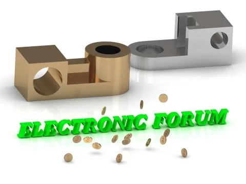 ELECTRONIC FORUM - words of color letters and silver details and bronze detai Stock Illustration