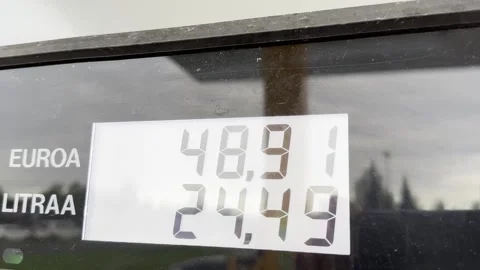 Electronic fuel pump display with euros and litres Stock-Footage 250237643