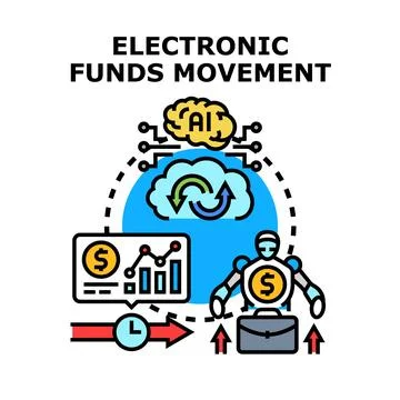 Electronic funds movement concept with ai automation Stock Illustration