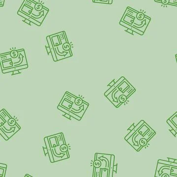 Electronic funds transfers line seamless pattern Stock Illustration