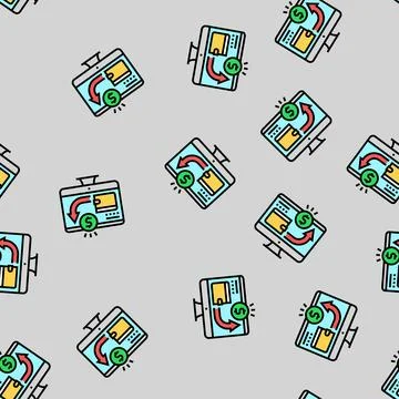 Electronic funds transfers vector seamless pattern Illustrazione stock