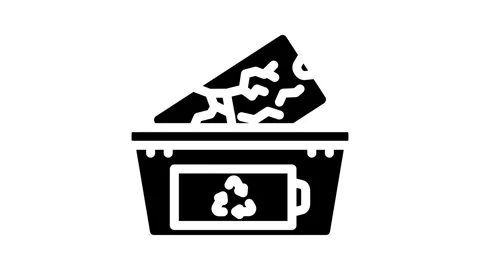 Electronic gadgets battery disposal glyph icon animation Stock Footage 326729282