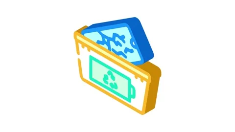 Electronic gadgets battery disposal isometric icon animation Stock Footage 327275471