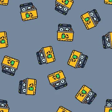 Electronic gadgets battery disposal vector seamless pattern Stockillustratie