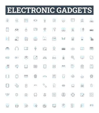 Electronic gadgets vector line icons set. Electronics, Gadgets, Devices Stock Illustration