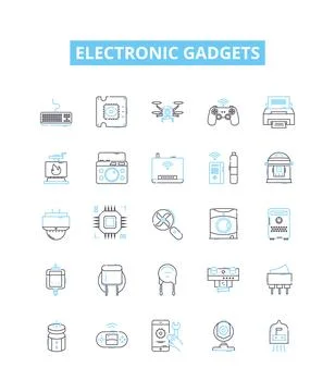 Electronic gadgets vector line icons set. Electronics, Gadgets, Devices Stock Illustration