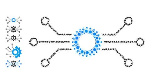Electronic Gear Icon - Bacterium Collage And More Icons Stock Illustration