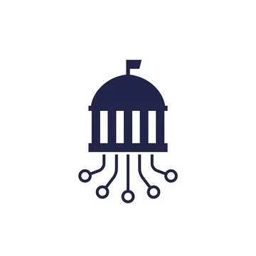 Electronic government icon, E-Gov pictogram on white Stock Illustration