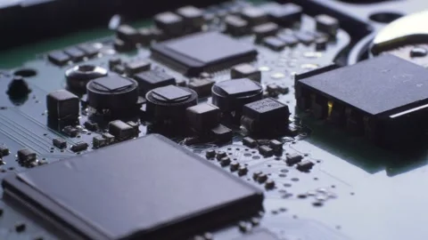 Electronic green circuit board background Video stock 316209950