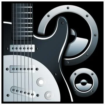 Electronic guitar and speaker system Stock Illustration