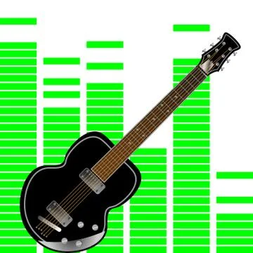 Electronic guitar on background of the equalizer Stock Illustration