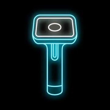 Electronic handheld scanning device glowing neon light Stock-Illustration