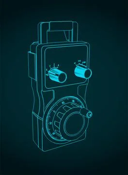Electronic handwheel controller for CNC router blueprint Stock Illustration