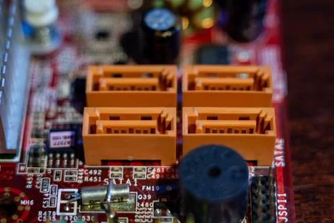 Electronic hardware components for data storage and high speed transfer Stock Photos