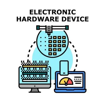 Electronic hardware device manufacturing and digital technology concept Stockillustratie