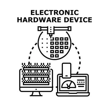 Electronic hardware device manufacturing and digital technology concept 스톡 일러스트