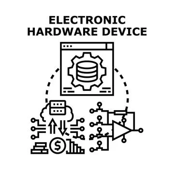 Electronic hardware device technology for data computing Stock Illustration
