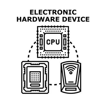 Electronic hardware devices creating digital technology system Stock Illustration