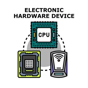 Electronic hardware devices creating digital technology system Stock Illustration