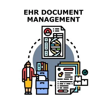 Electronic health record document management system process Stock Illustration