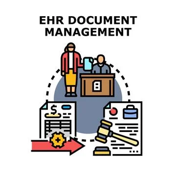 Electronic health record document management system concept Stock Illustration