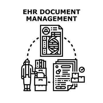 Electronic health record document management system process Illustrazione stock