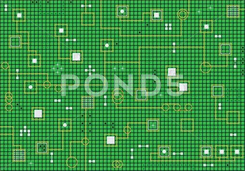 Electronic hi-tech abstract green background Stock Illustration