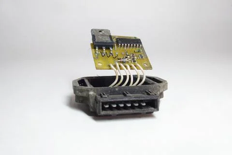 Electronic ignition control module, dismantled. Electronic board, connected.. Stock Photos
