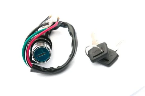 Electronic ignition lock with keys on an isolated background Stock Photos