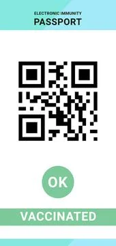 Electronic immunity passport with QR code, illustration Illustrazione stock