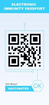 Electronic immunity passport with QR code, illustration 스톡 일러스트