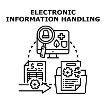 Electronic information handling concept illustrating data processing イラスト素材