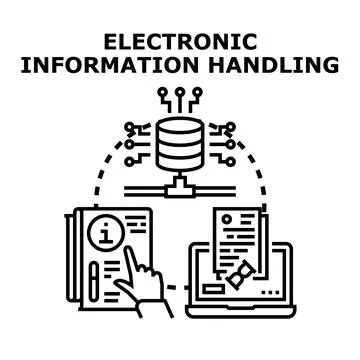 Electronic information handling process and data management concept イラスト素材