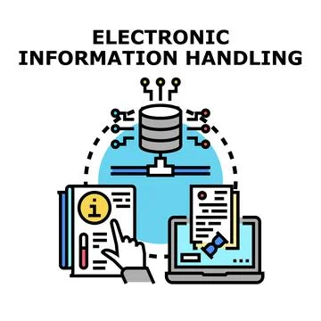 Electronic information handling process and data management concept Stock Illustration