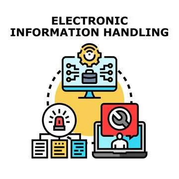 Electronic information handling process and data management concept 库存插图
