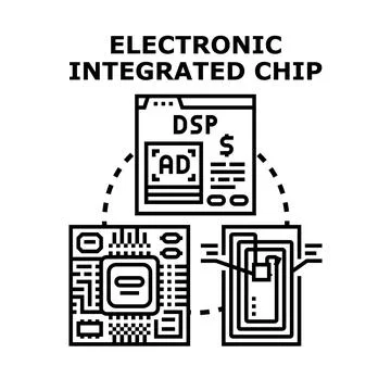 Electronic integrated chip connecting advertising technology solution Illustration