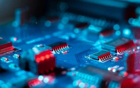 Electronic integrated circuit board Foto stock