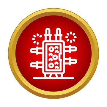 Electronic integrated circuit icon showing computing process Stock Illustration