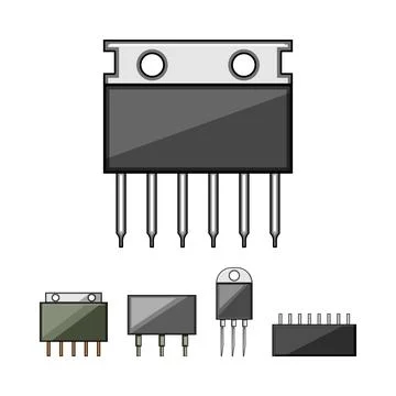 Electronic integrated circuits components on white background Stock-Illustration