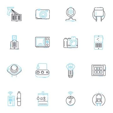 Electronic integration linear icons set. Technology, Connectivity, Automation Illustrazione stock