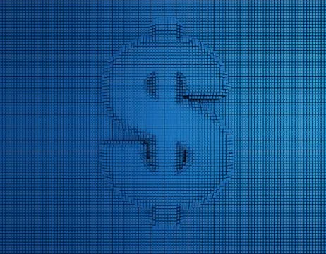 Electronic intelligent technology system, dollar sign, financial technology Stockillustratie