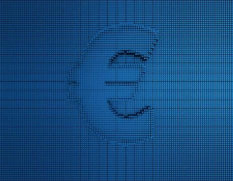 Electronic intelligent technology system, Euro symbol, financial technology Stock Illustration