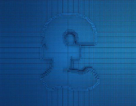 Electronic intelligent technology system, pound symbol, financial technology Stock Illustration