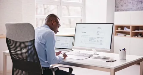 Electronic Invoice Accountant Software On Computer Stock Footage 235928869