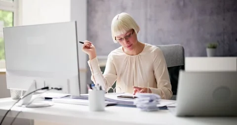 Electronic Invoice Accountant Software On Computer Stock Footage 242604453