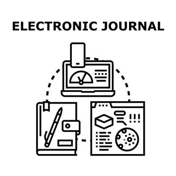 Electronic journal concept and digital data management Illustrazione stock