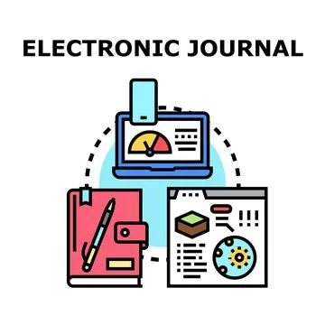 Electronic journal concept and digital data management Stock Illustration